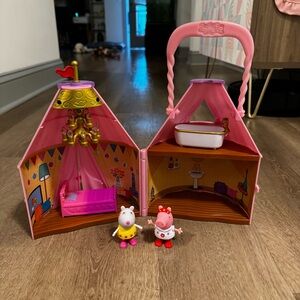 Peppa Pig Pink and Yellow Glamping Tent with Figures